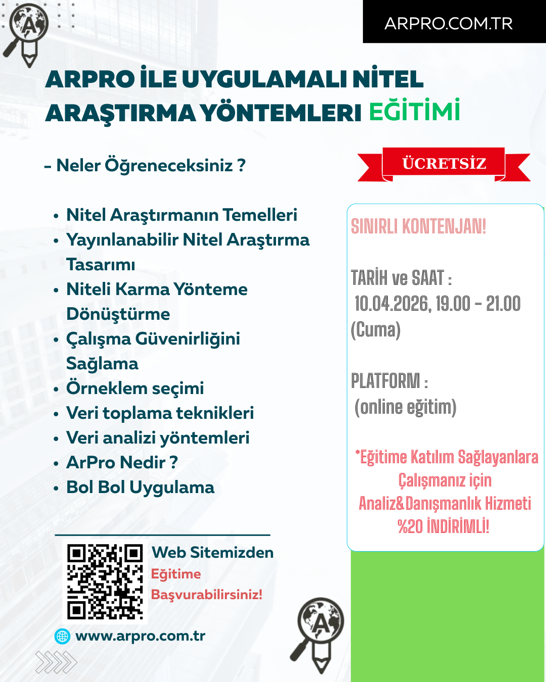 ArPro ile Uygulamalı Nitel Araştırma Yöntemleri Eğitimi