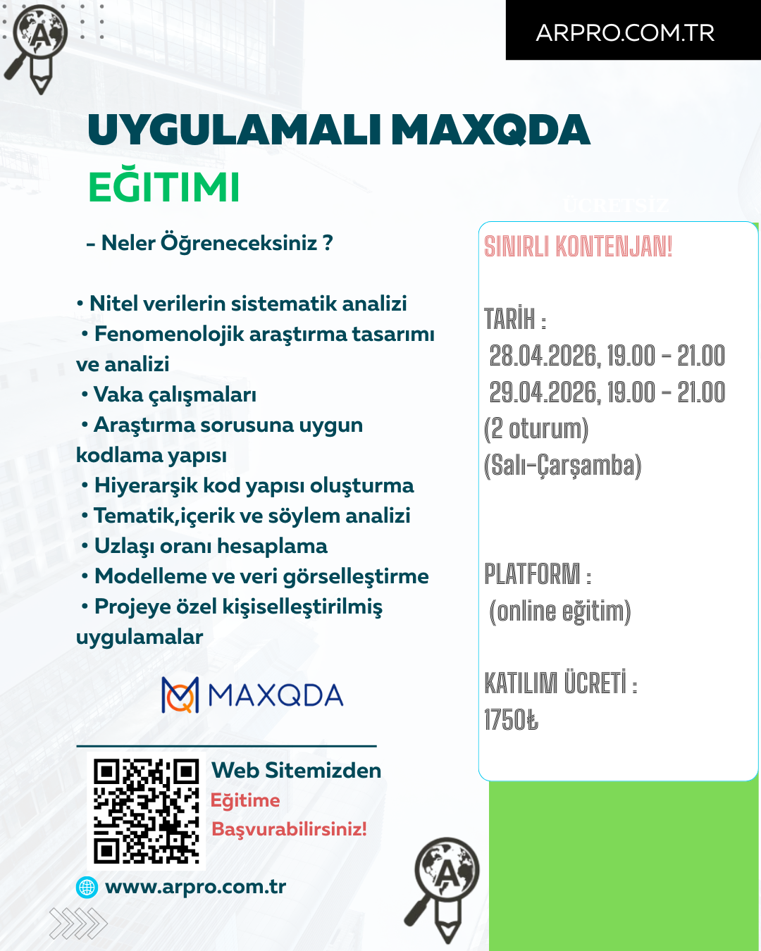 ArPro Uygulamalı MAXQDA Eğitimi